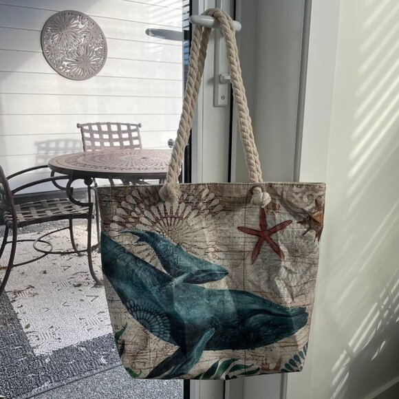Vancouver Island Ocean Themed Spacious Utility Tote Bag w Rope Handle OS no tags - Picture 2 of 13